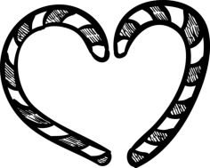 Candy Cane Heart Sketch Style Svg Vector, Free Vectors File